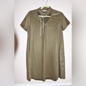 Love Riche Sueded Choker Mini Dress